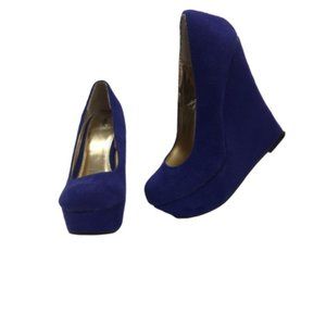 Mossimo Blue Faux Suede Wedge 7.5
